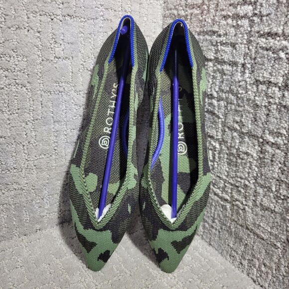 Rothy's Shoes - Rothys The Point Green Olive Camo Pointed Toe Slip on Flat Shoes Women's 6.5